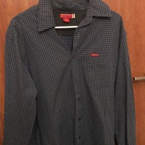 Long sleeve blue and white Guess button up